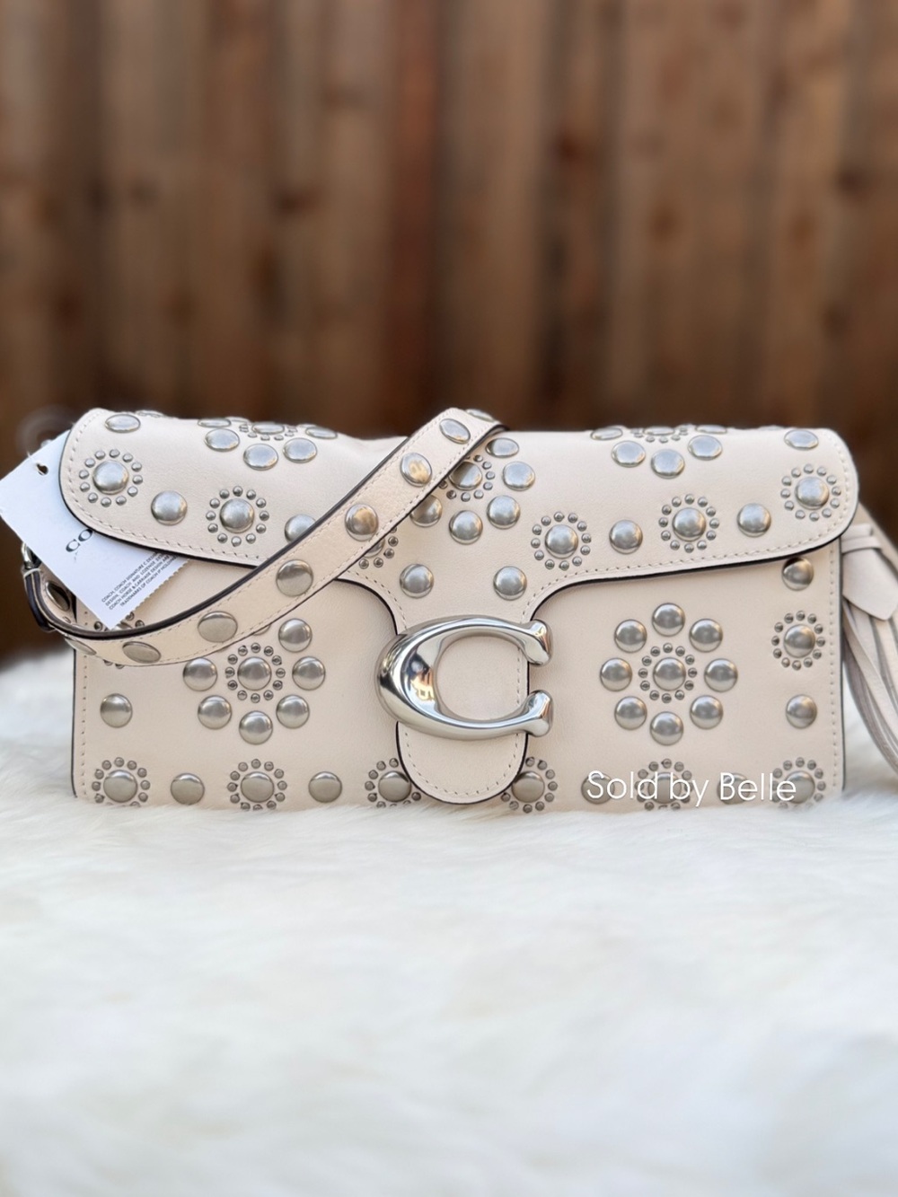 NWT Coach Tabby 26 Chalk Western Rivets